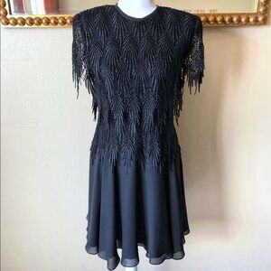 Black Vintage Night Way Collections Embroidered Detail Dress